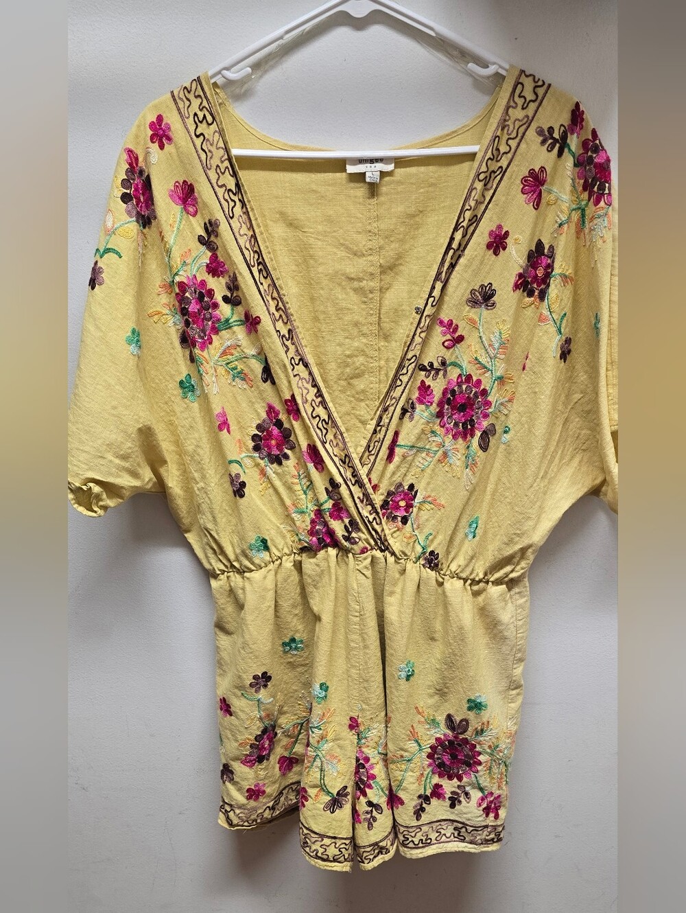 Umgee Yellow Embroidered Romper
